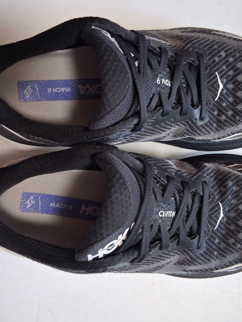 Hoka Clifton 9 Black White Women's Running Shoe * Size: 6.5B - Picture 6 of 8